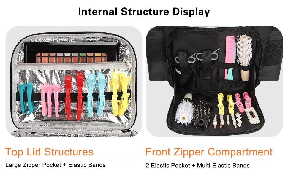 CUBETASTIC Hairstylist Traveling Bag includes makeup bags for tidy kit organization