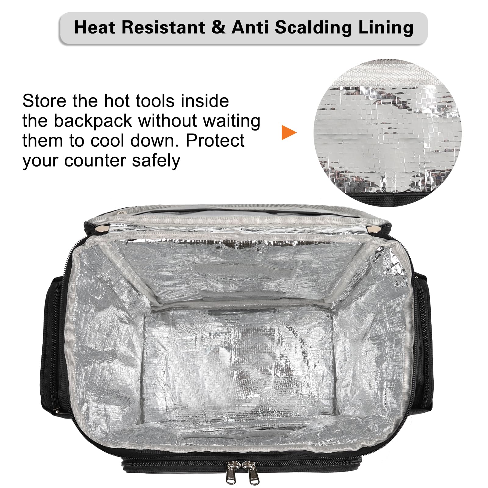 CUBETASTIC Hairstylist Traveling Bag open main compartment highlights adjustable dividers for gear organization