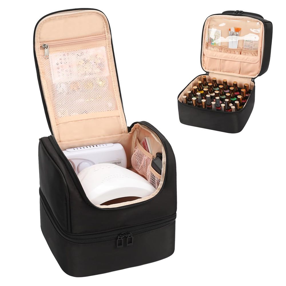CUBETASTIC Nail Polish Organizer Black front view for easy on-the-go storage