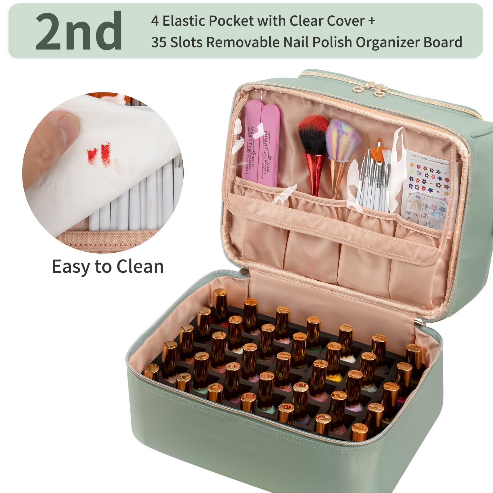 Cubetastic nail-polish-organizer-case interior padding protects bottles during travel.