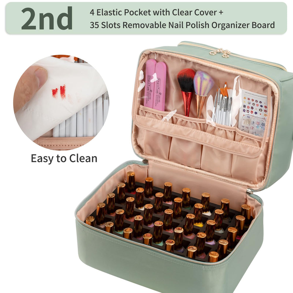 Cubetastic nail-polish-organizer-case interior padding protects bottles during travel.