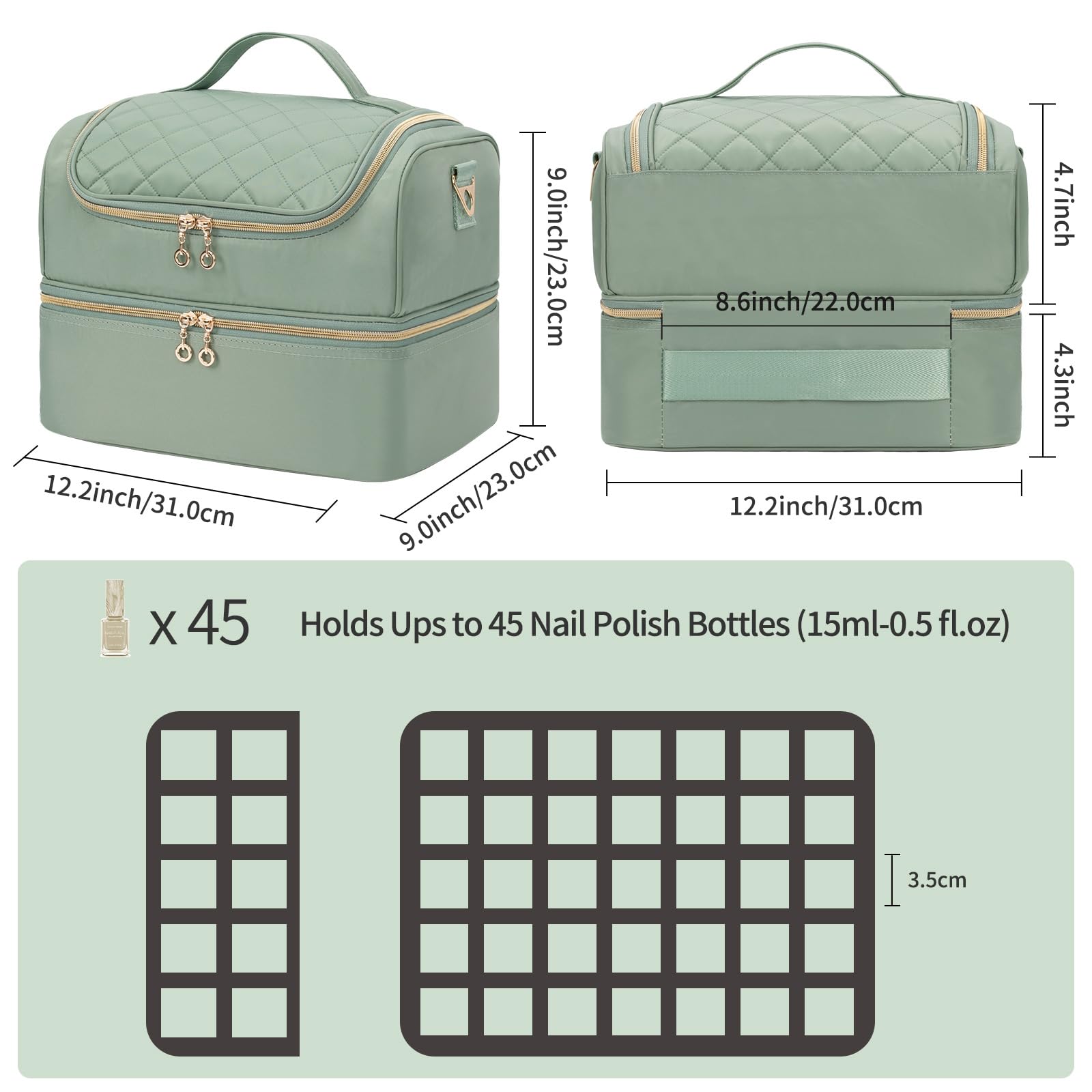 Cubetastic nail-polish-organizer-case second-layer holds lamps and tools securely.