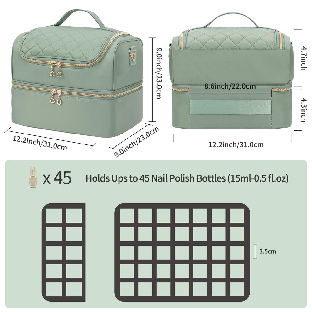 Cubetastic nail-polish-organizer-case second-layer holds lamps and tools securely.