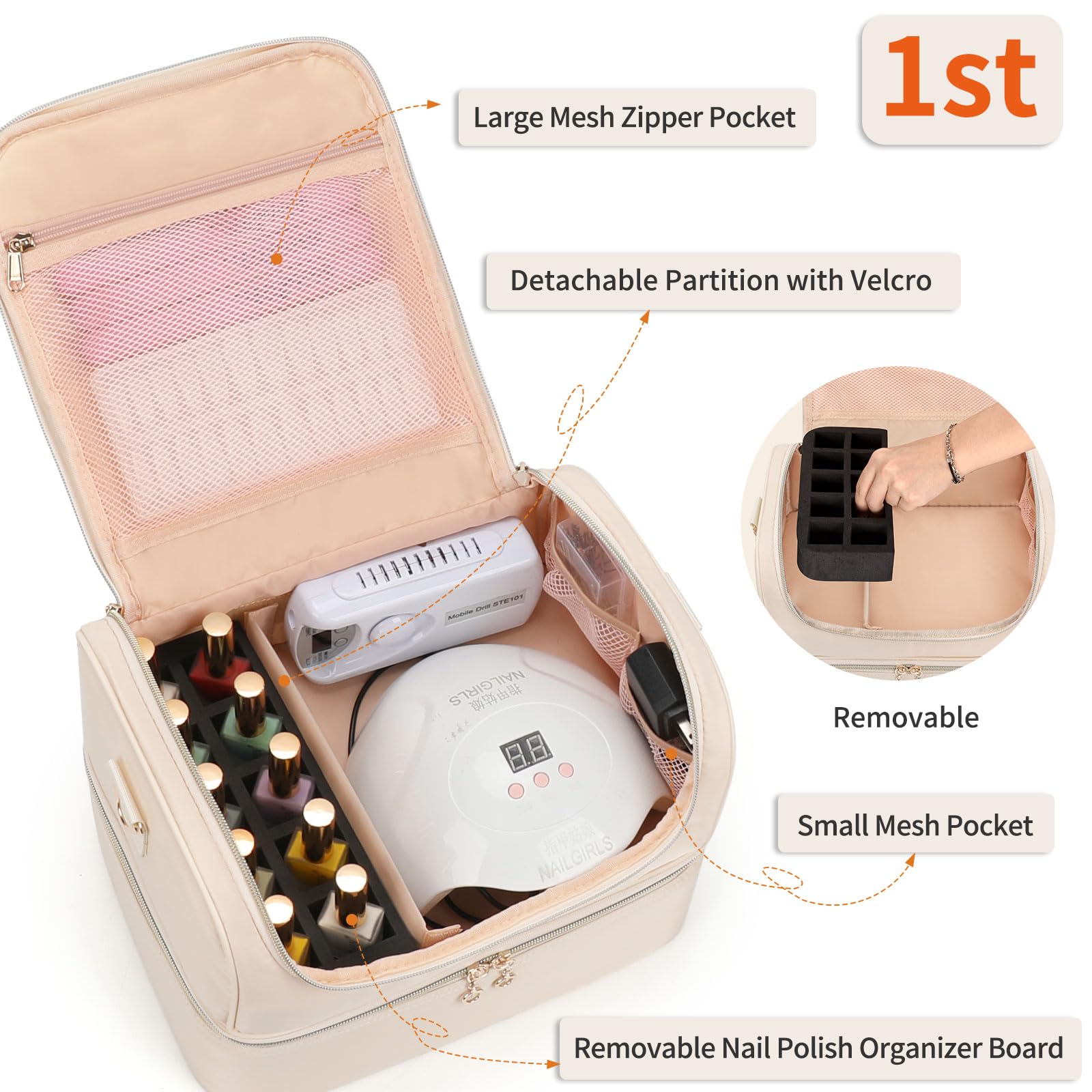 CUBETASTIC nail-polish-organizer double-layer design keeps polishes and tools neatly arranged