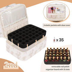 CUBETASTIC Nail Polish Organizer interior compartments featuring the 10-slot board and pockets
