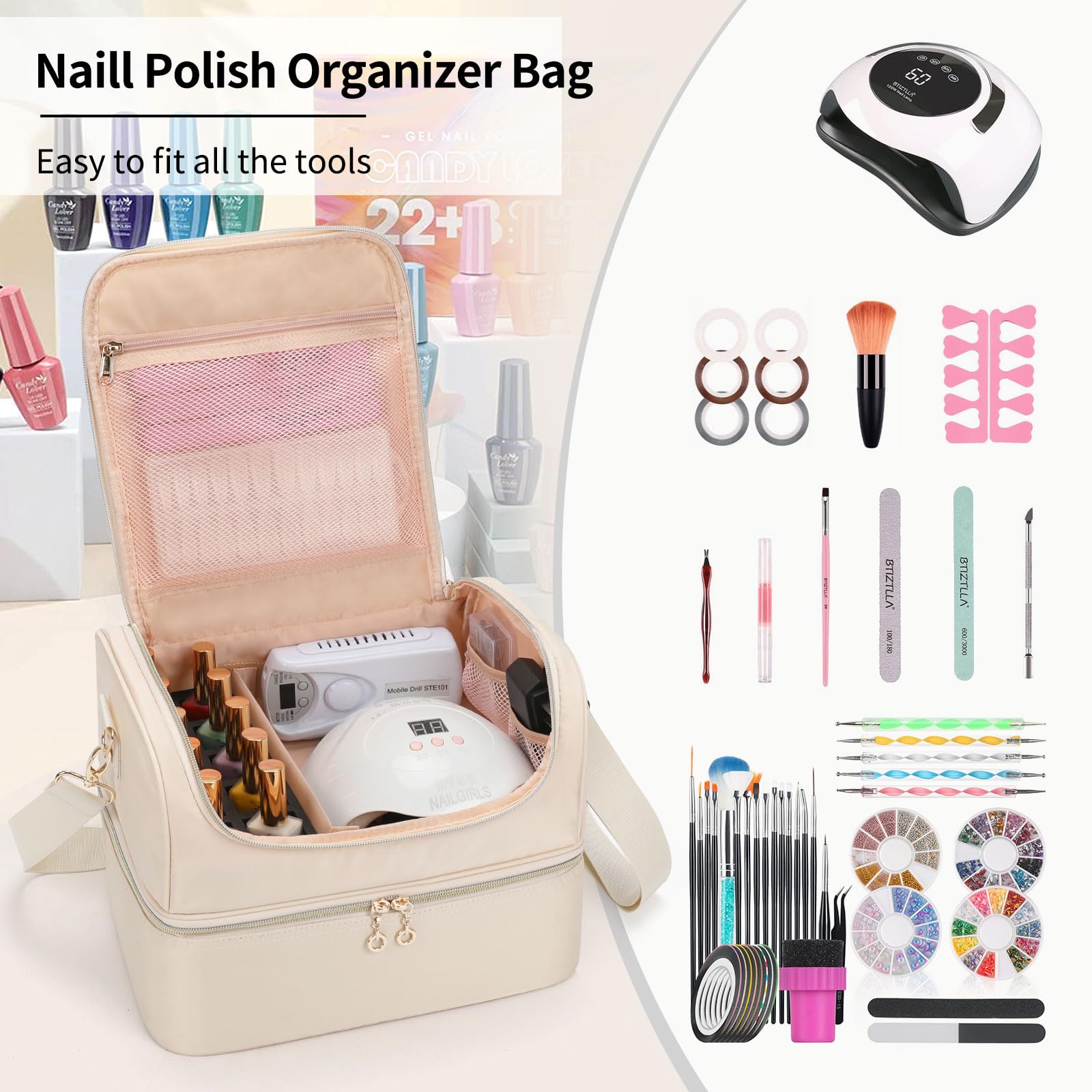 CUBETASTIC nail-polish-organizer travel luggage strap ensures secure transport