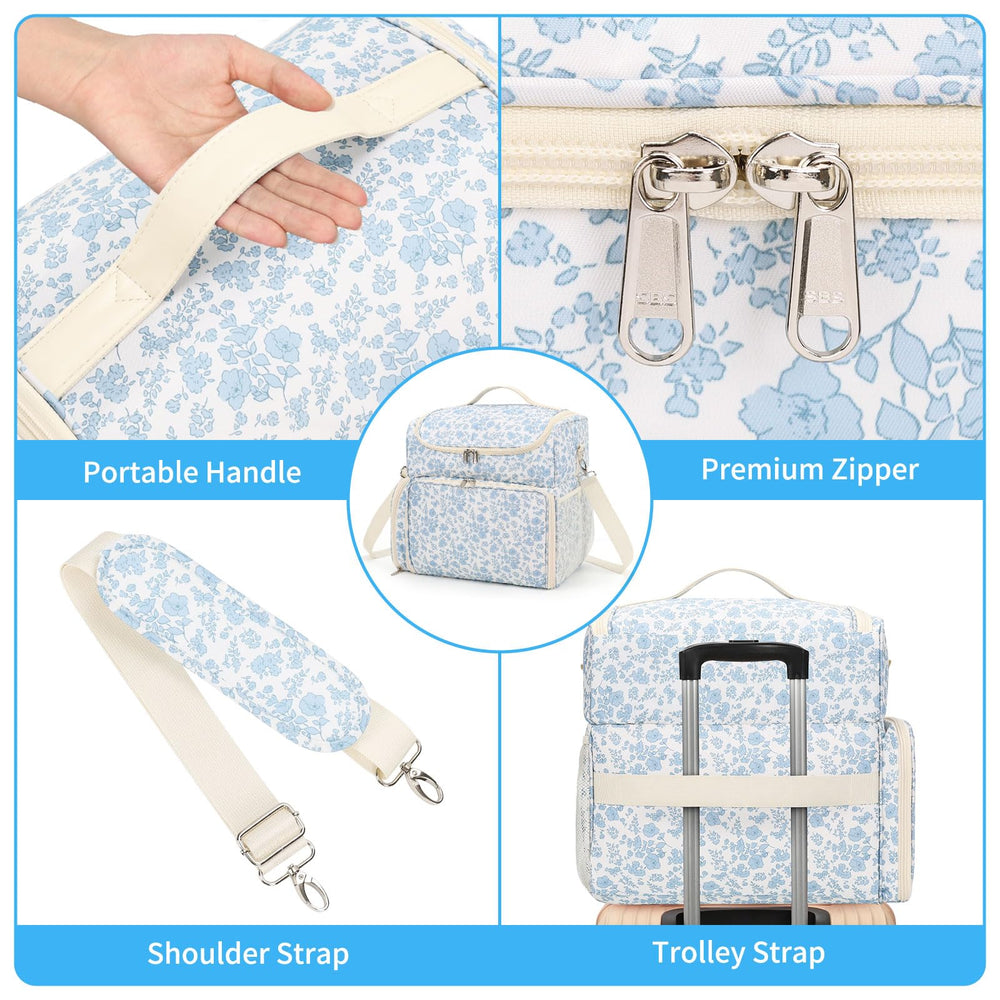 CUBETASTIC case offers handle, luggage strap, and adjustable shoulder strap