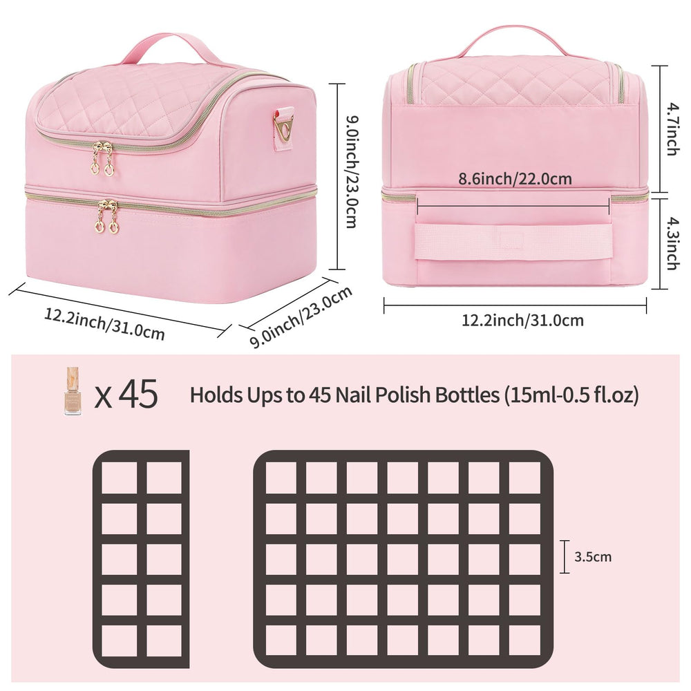 CUBETASTIC travel-nail-tech-case-top-handle shows portable setup for on-the-go manicures.
