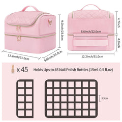 CUBETASTIC travel-nail-tech-case-top-handle shows portable setup for on-the-go manicures.