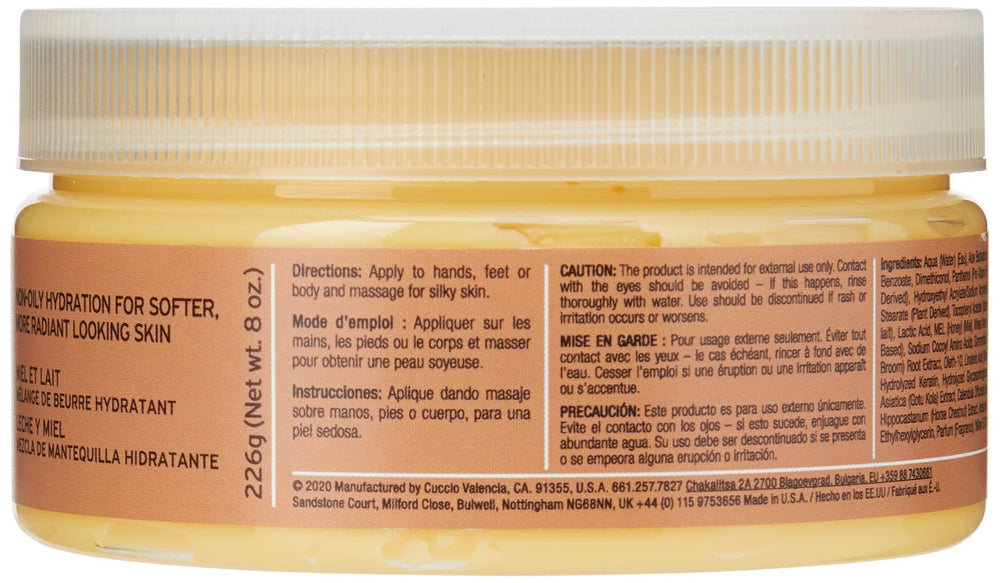 Cuccio Naturale Butter Blends ingredients with humectants for continuous rehydration