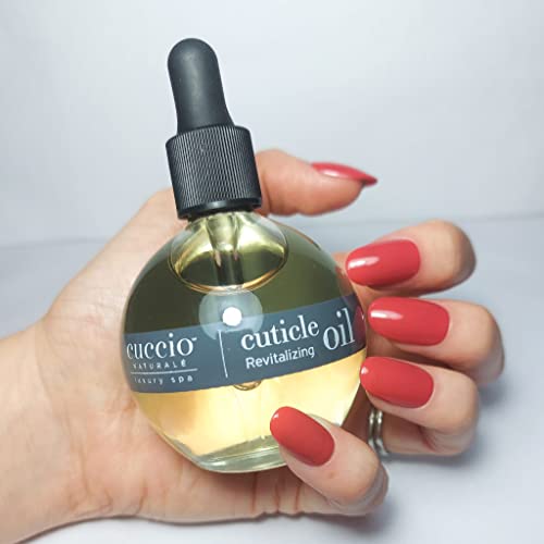 Cuccio Naturale Cuticle Oil absorption shot showing grease-free hydration and quick skin absorption.