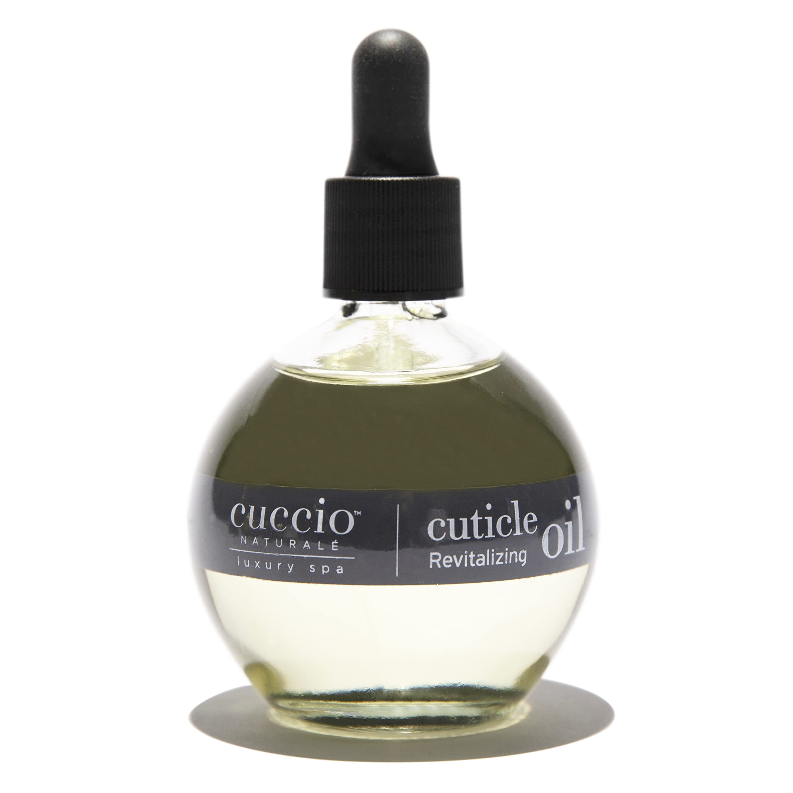 Cuccio Naturale Cuticle Oil bottle with dispenser showing easy application and fast hydration.