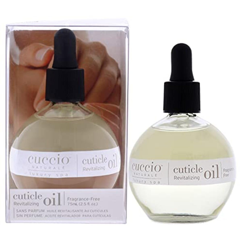 Cuccio Naturale Revitalizing Cuticle Oil at spa-at-home setup signals salon-quality care.