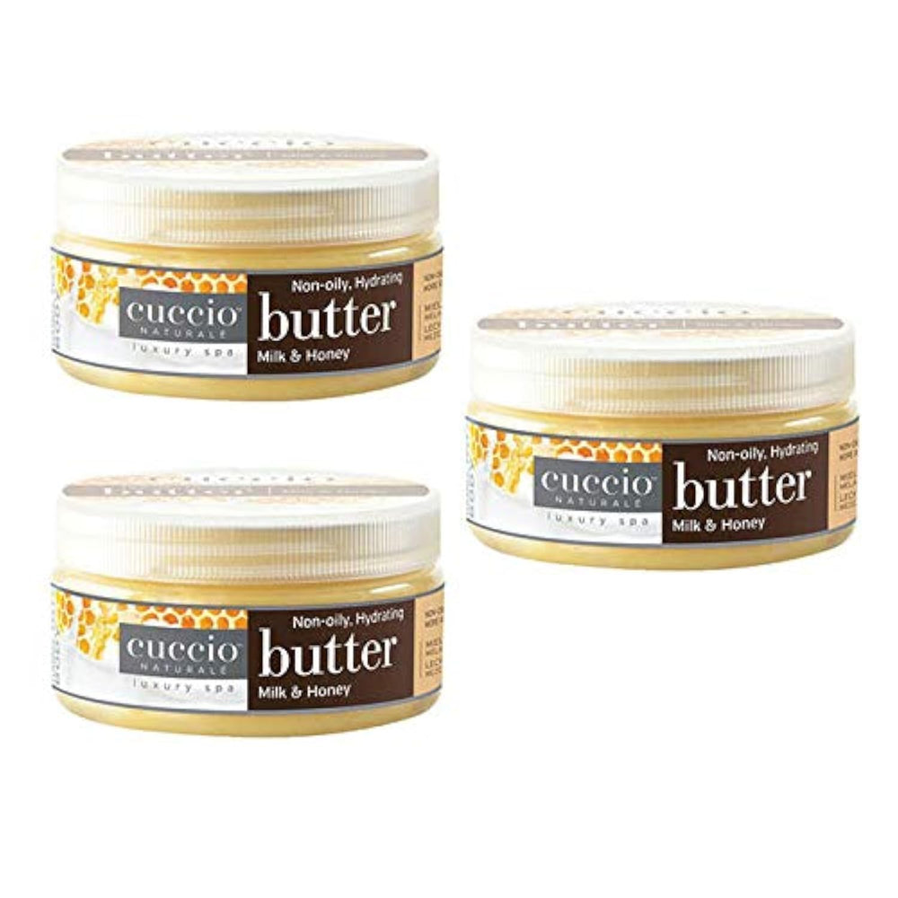 Cuccio Naturale Milk & Honey Butter Blend Lotion pack-3 front view provides long-lasting moisture