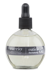 Cuccio Naturale Peach & Vanilla Cuticle Revitalizing Oil bottle shows hydrating cuticle care
