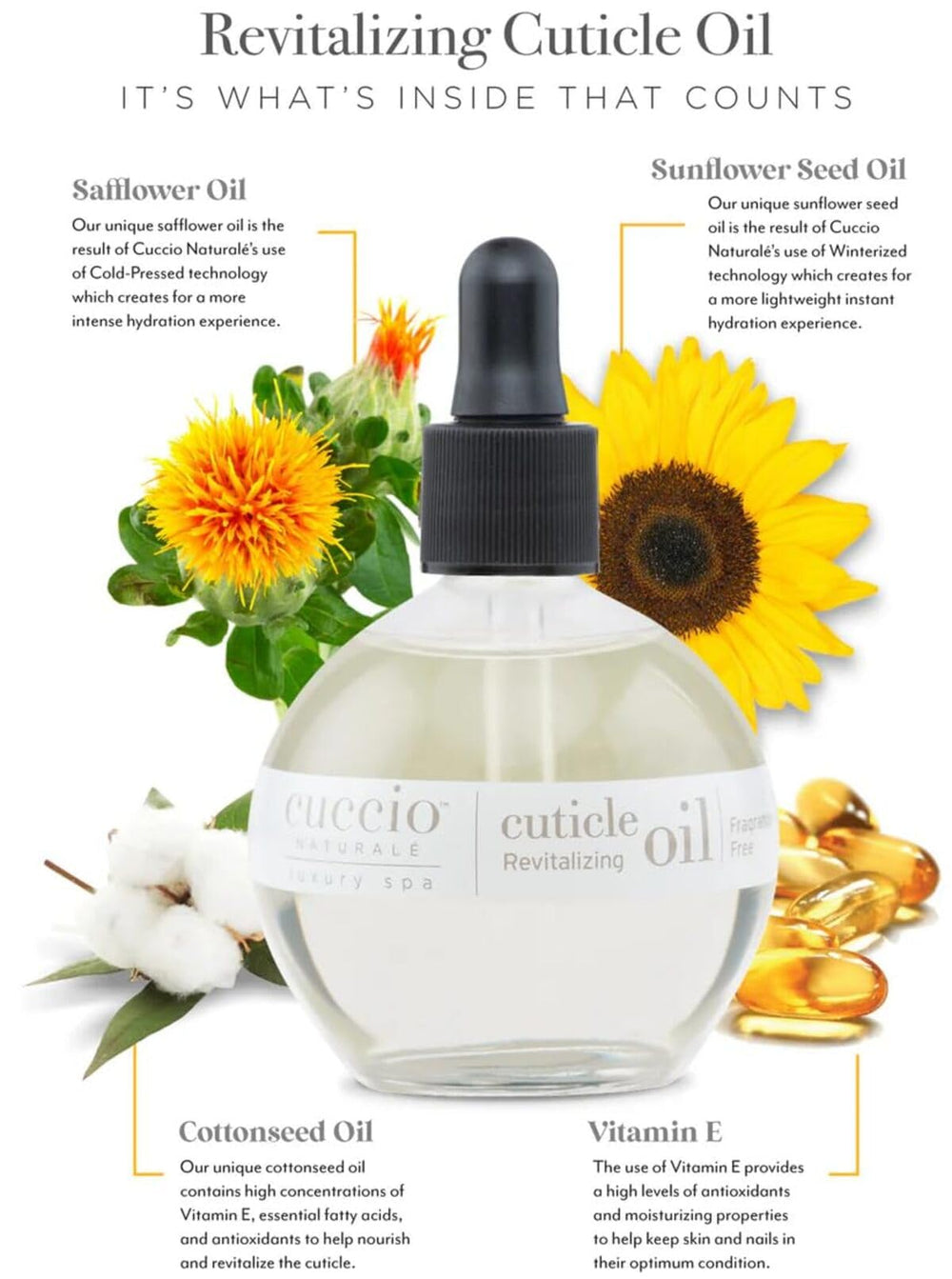 Cuccio Naturale Revitalizing Cuticle Oil application tip enables precise cuticle nourishment.