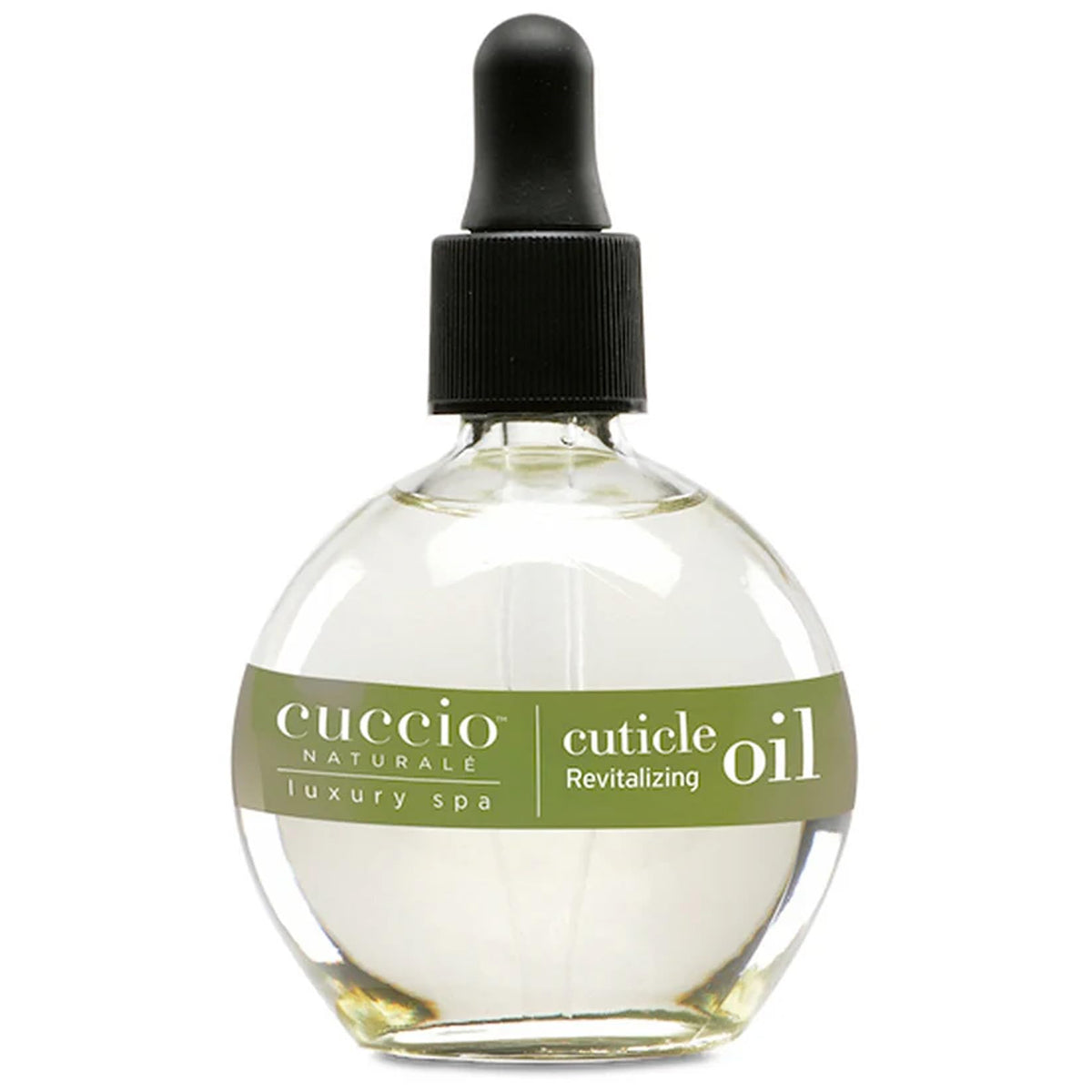 Cuccio Naturale Revitalizing Cuticle Oil bottle closeup showing a hydrating formula.