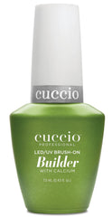 Cuccio Pro Brush-On Builder Gel clear bottle close-up showing chip-resistant finish