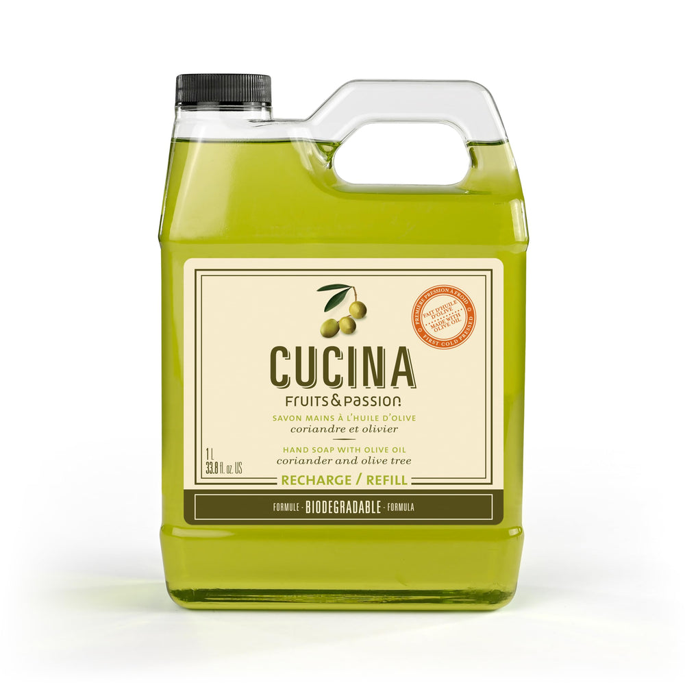 Cucina Fruits & Passion hand soap bottle with olive oil for gentle cleansing