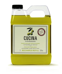 Cucina Fruits & Passion hand soap bottle with coriander-olive fragrance for a kitchen-use hand care routine.