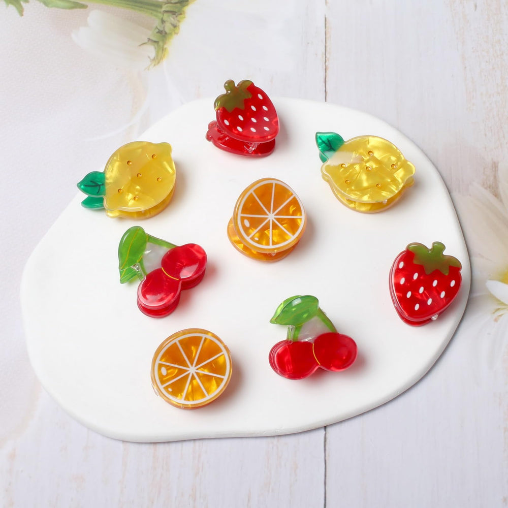 Cuizhiyu pinza acrílica fruta, acabado brillante para looks veraniegos.