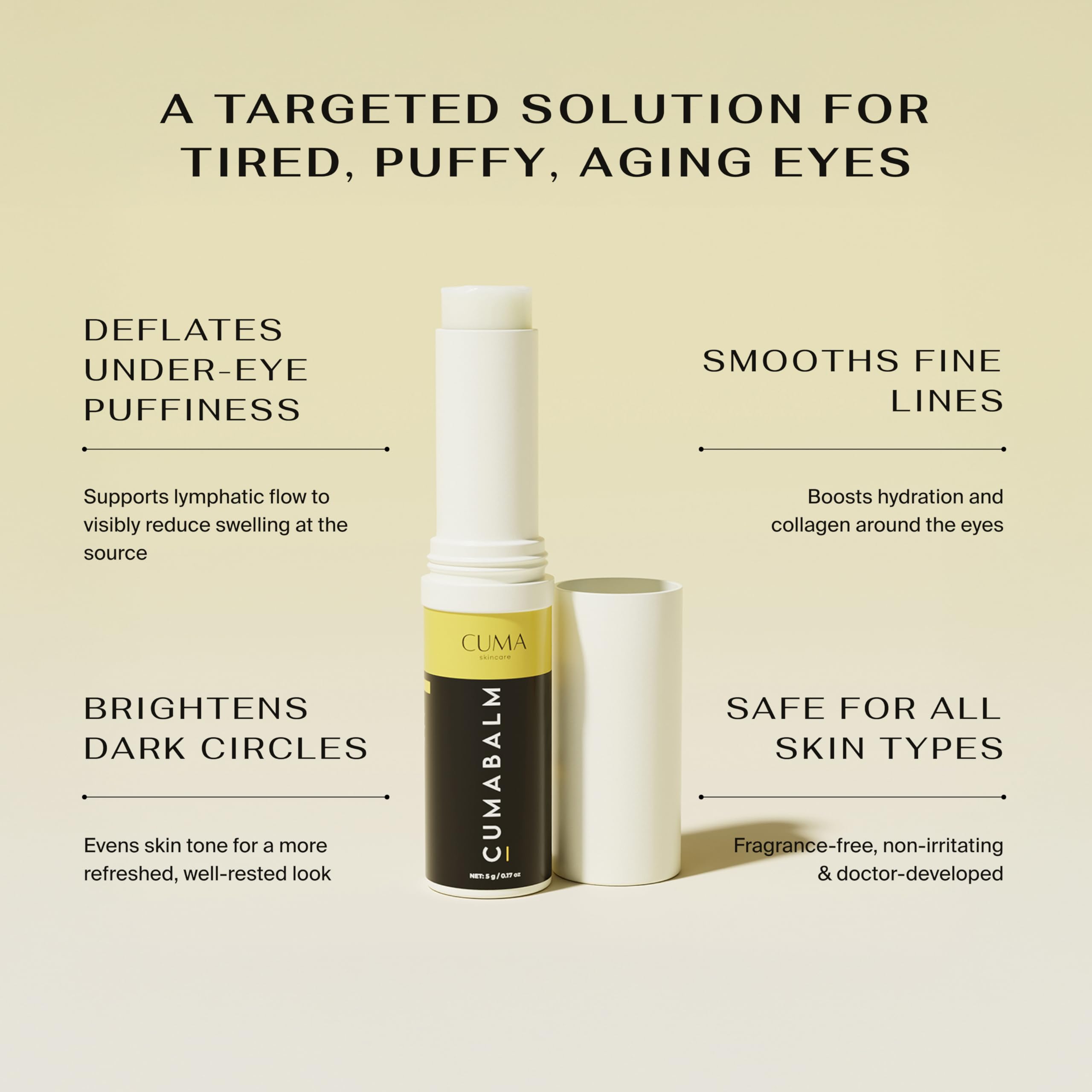 CUMA CumaBalm shows smooth under-eye application for day or night use