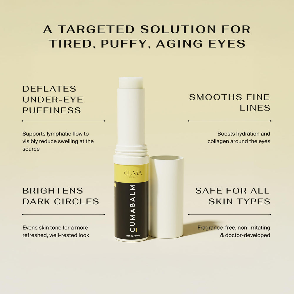 CUMA CumaBalm shows smooth under-eye application for day or night use