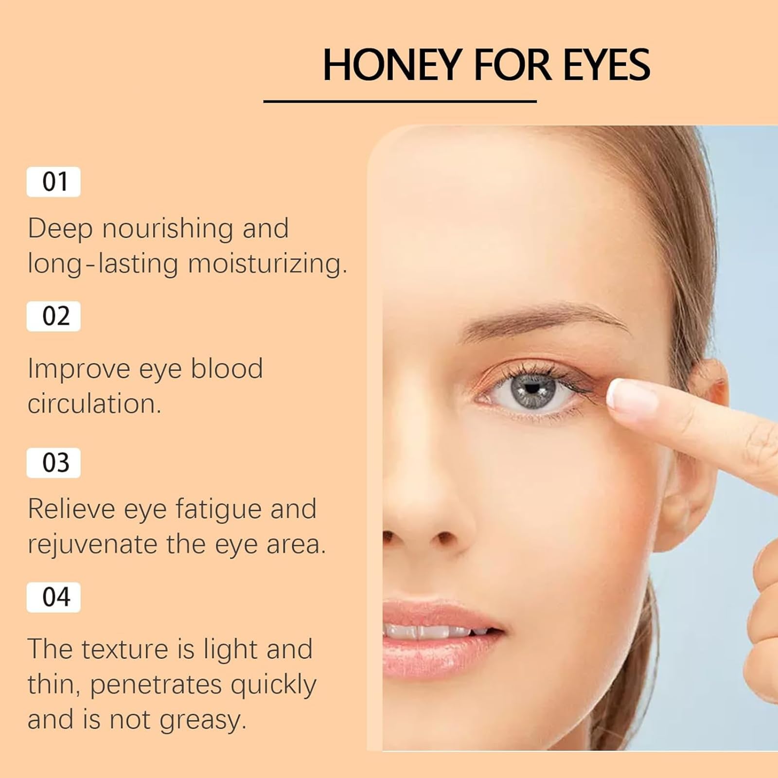 Cumnua Honey Eye Serum ingredient shot highlighting natural extracts and honey hydration.