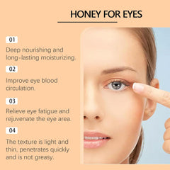 Cumnua Honey Eye Serum ingredient shot highlighting natural extracts and honey hydration.