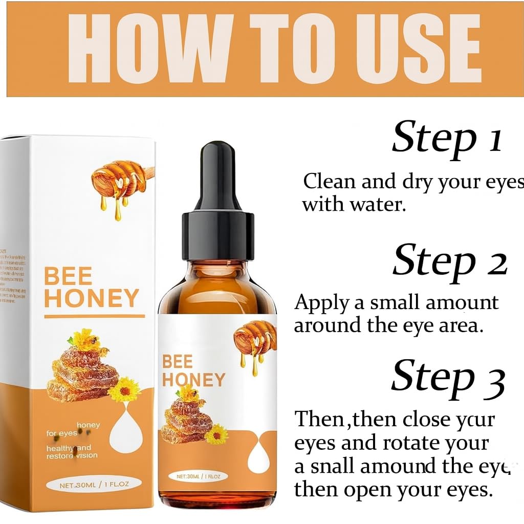 Cumnua Jimerito Honey Eye Serum bottle beside raw honey hinting nourishing formula.