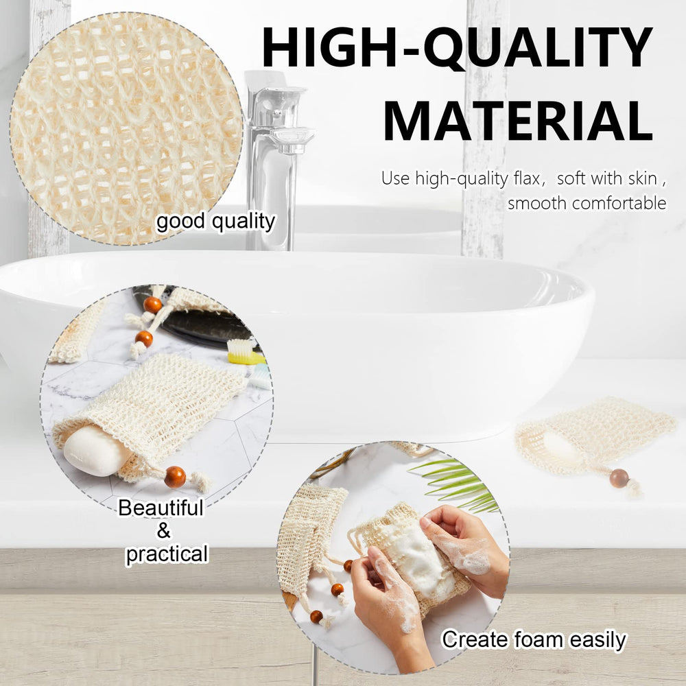 Cunhill soap saver bag wooden bead closeup showcases stylish, durable drawstring design