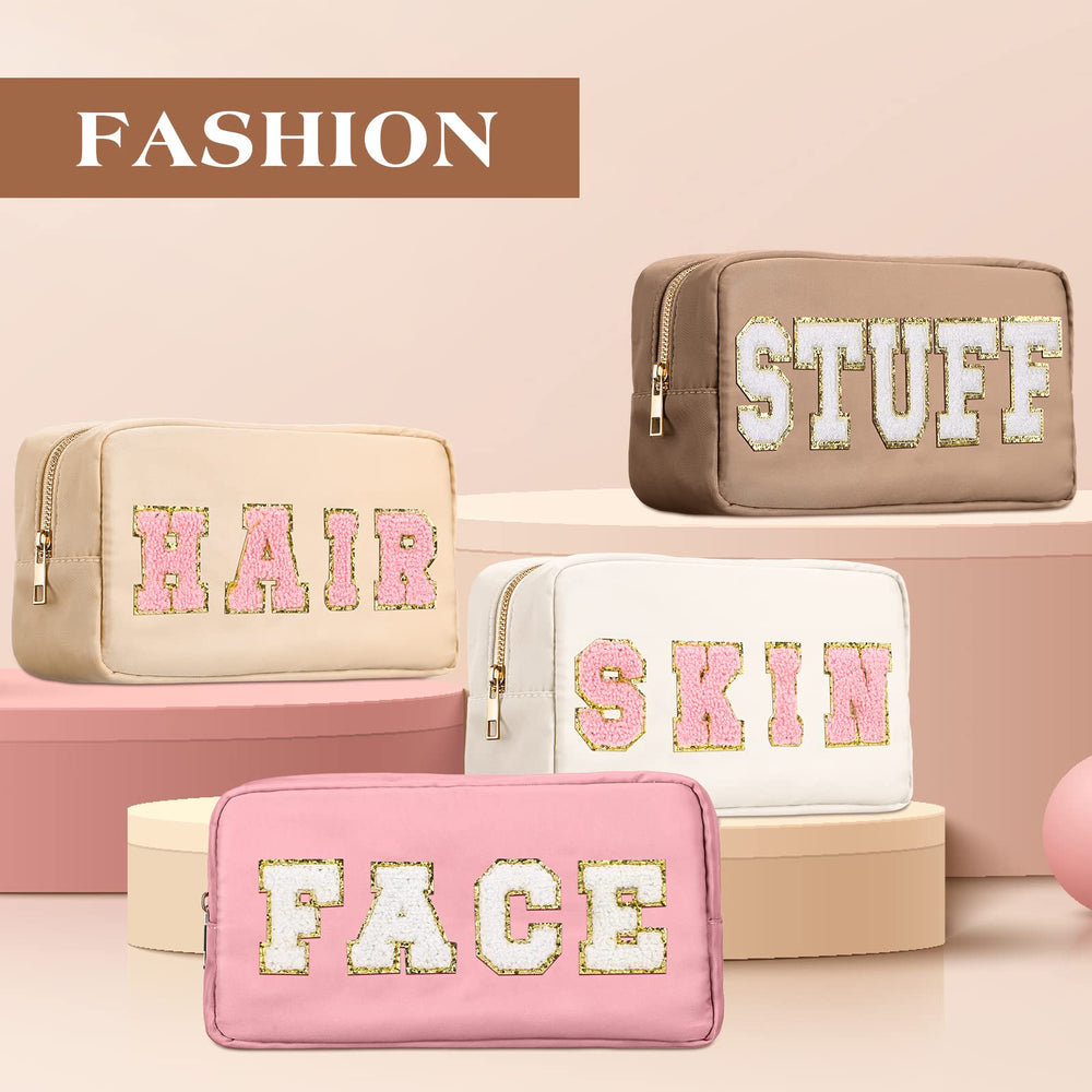 Cunno nylon cosmetic pouch shown with zipper open for easy travel access.
