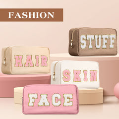 Cunno nylon cosmetic pouch shown with zipper open for easy travel access.