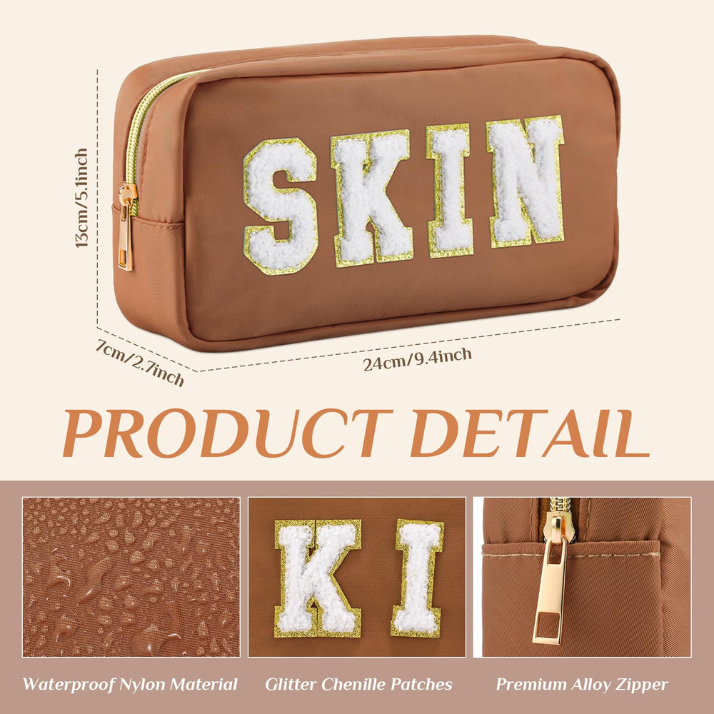 Cunno chenille patch close-up – durable letter patches on each bag.