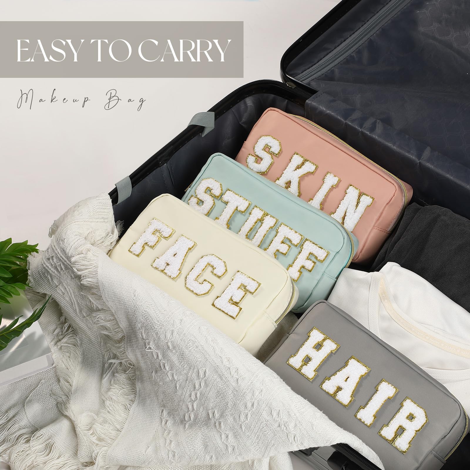 Cunno travel-friendly nylon cosmetic bag for light packing