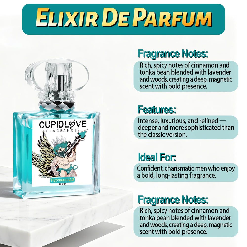CUPIDLOVE men's EDP close-up on cap highlighting refined intensity for long wear