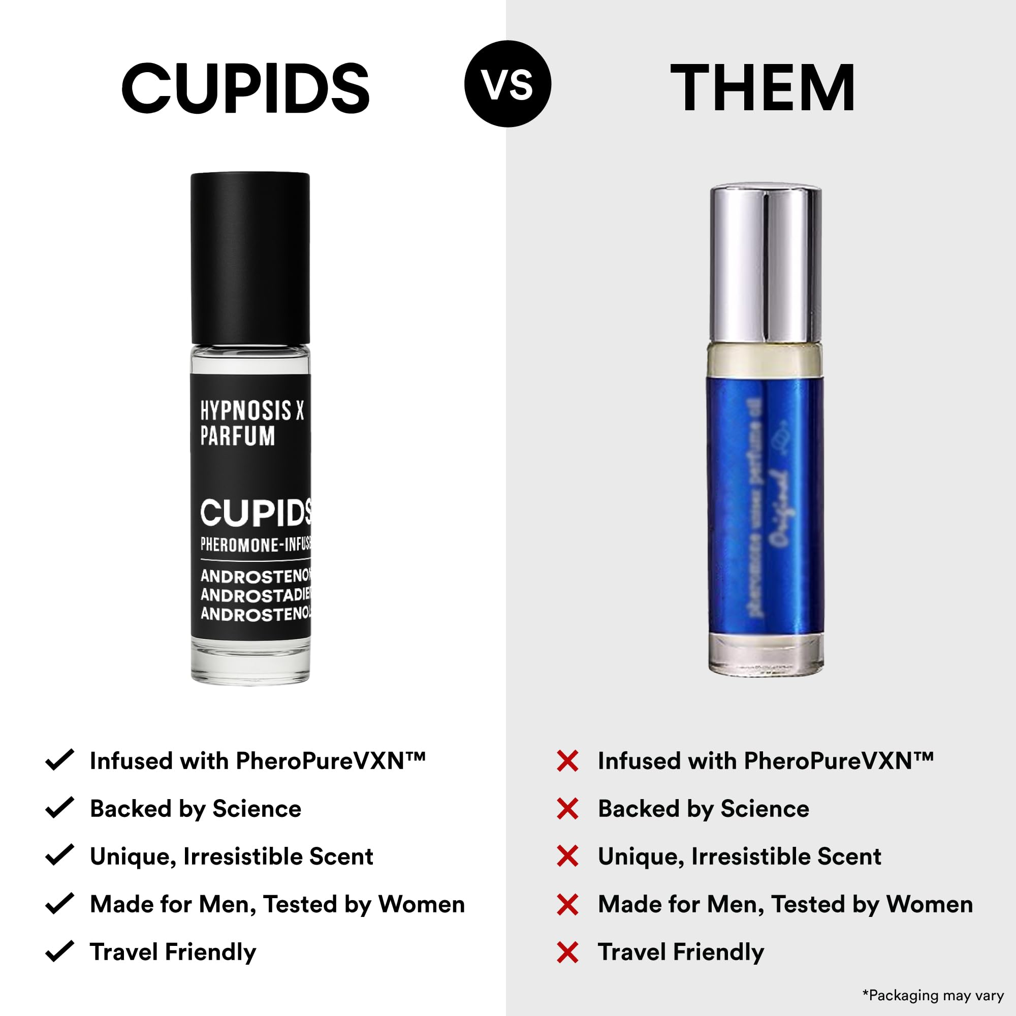 Cupids Hypnosis roll-on 10ml brand signature highlights legendary scent and confident moments.