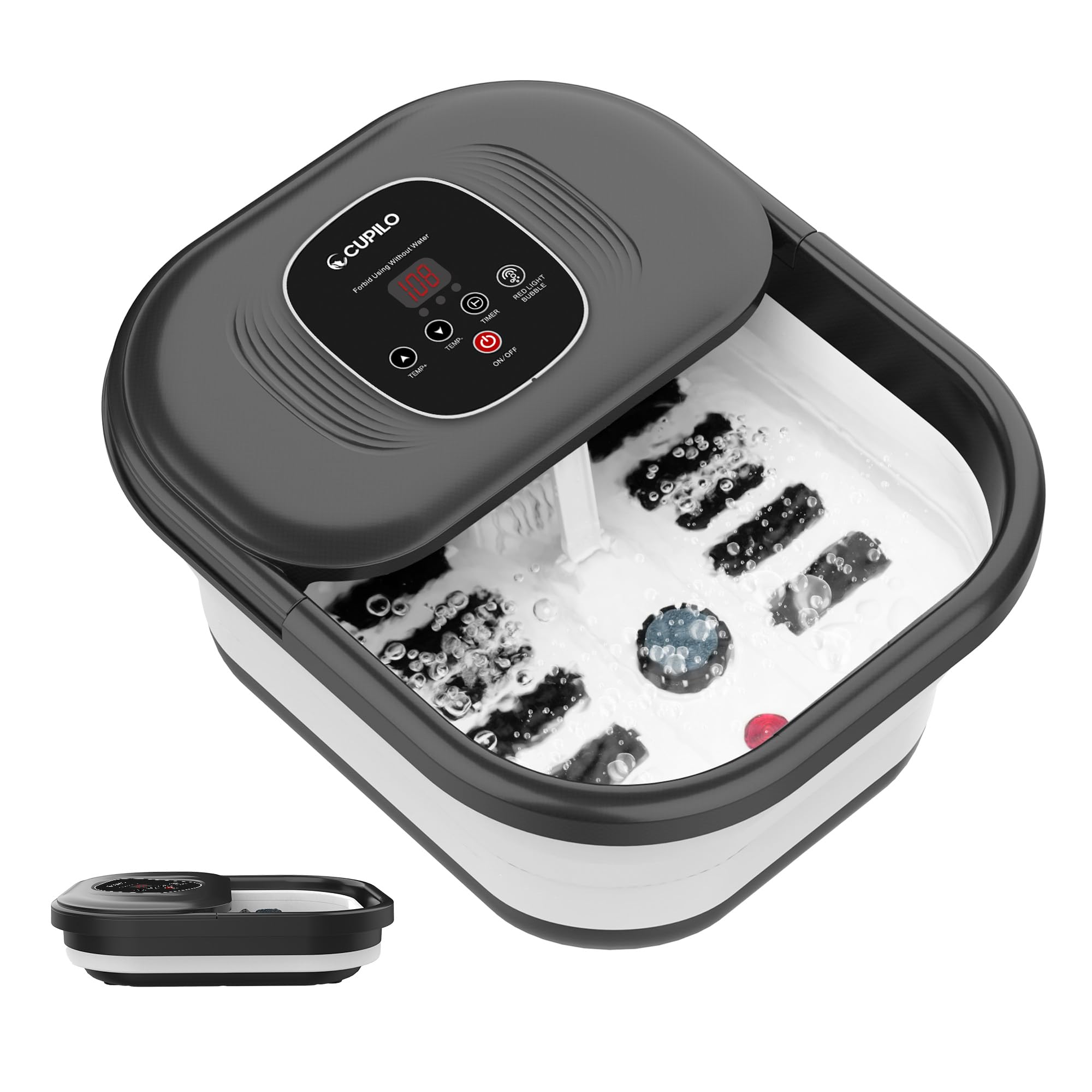 CuPiLo Foot Spa bubbles massage highlights gentle hydrotherapy for tired feet.