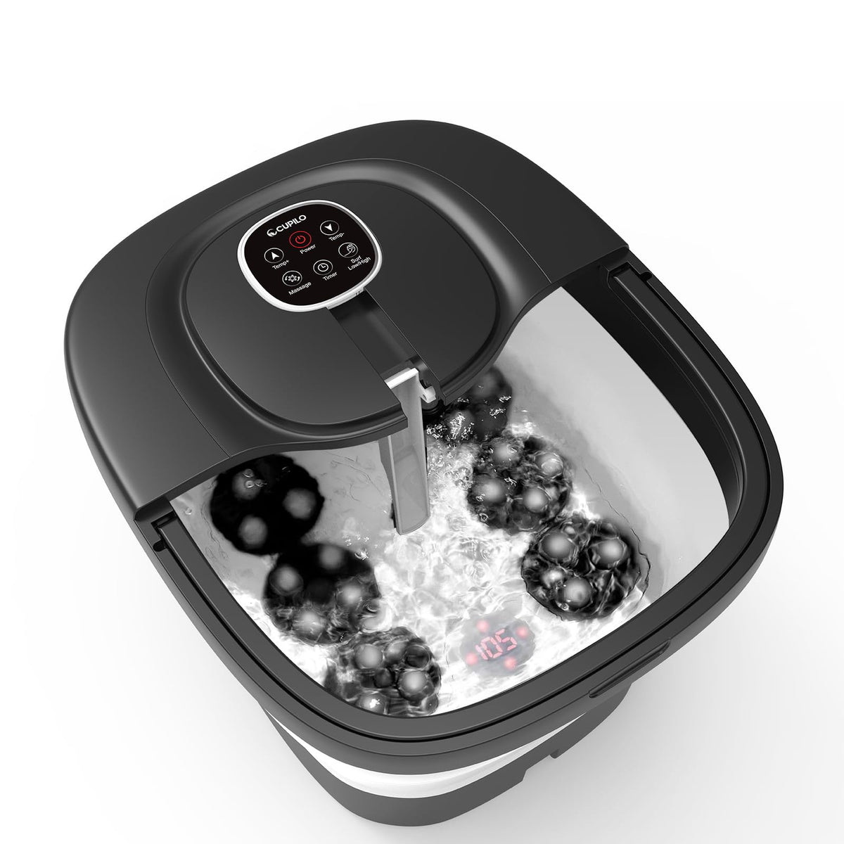 CuPiLo Foot Spa Bath Massager with circulation heat delivers fast, even warming for a soothing soak.