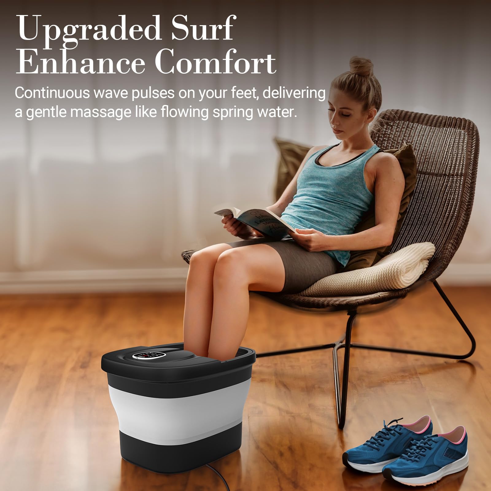 CuPiLo Foot Spa Bath Massager folds compactly for easy storage and transport.