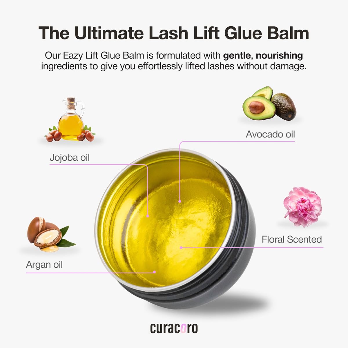CURACORO Eazy Lash Lift Glue Balm offers flexible placement for easy repositioning.