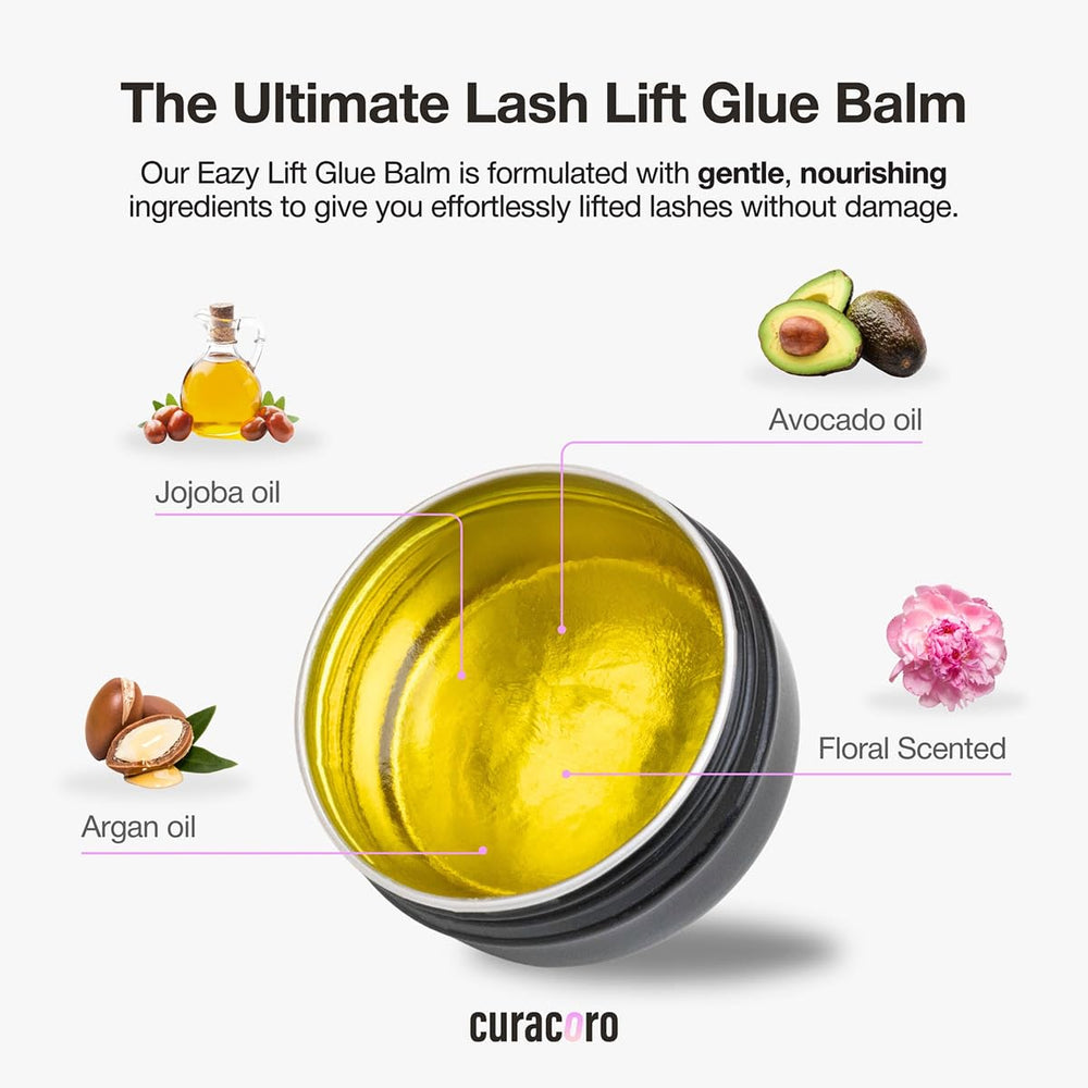 CURACORO Eazy Lash Lift Glue Balm offers flexible placement for easy repositioning.