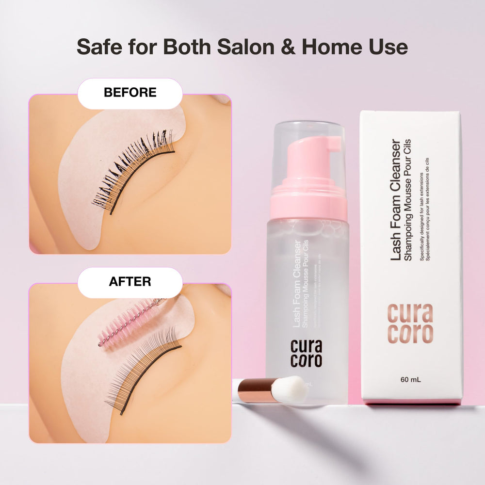 CURACORO eyelash cleanser brow-lamination-compatible—safe for multiple lash services