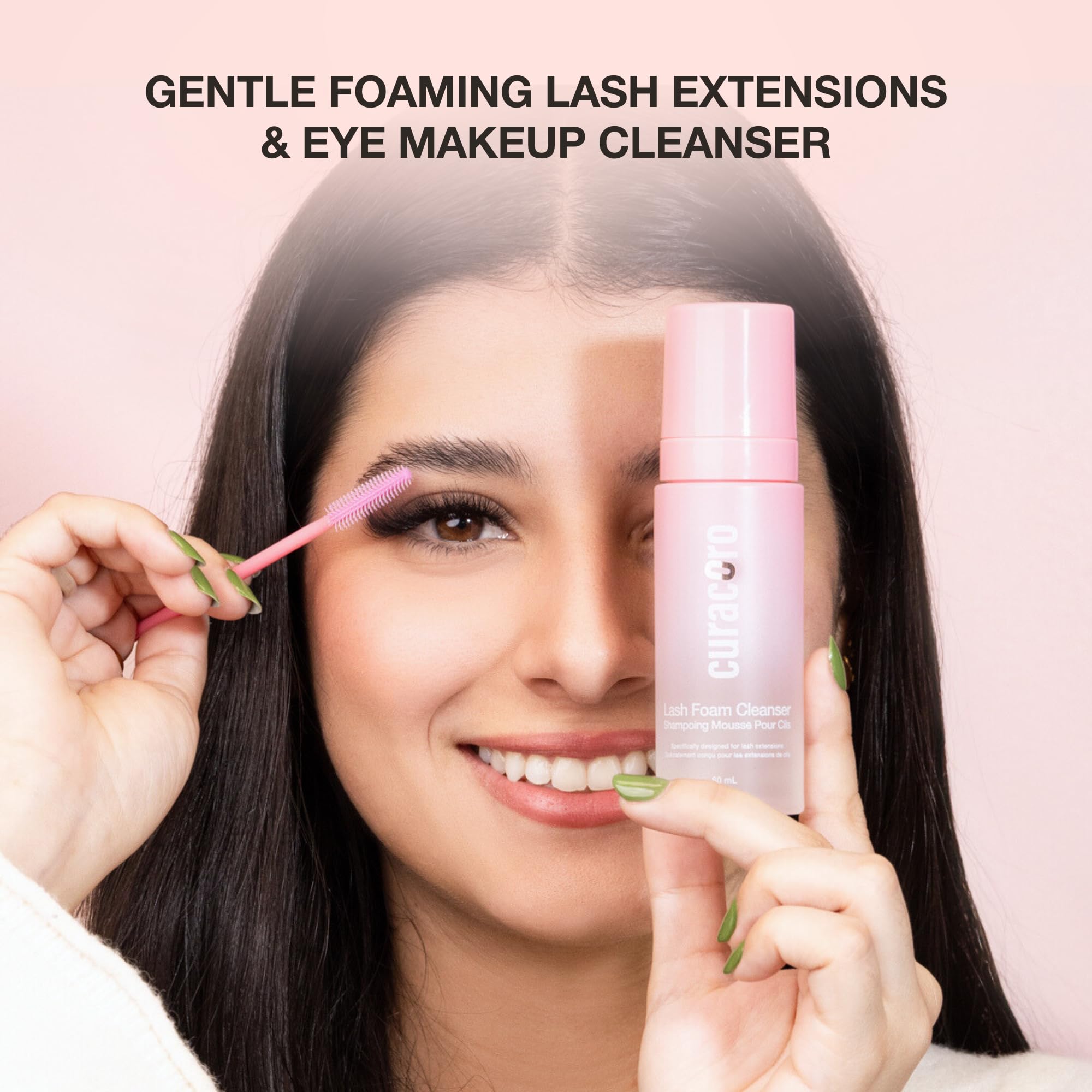 CURACORO eyelash cleanser home-use-setup—professional-grade cleanser for at-home routines