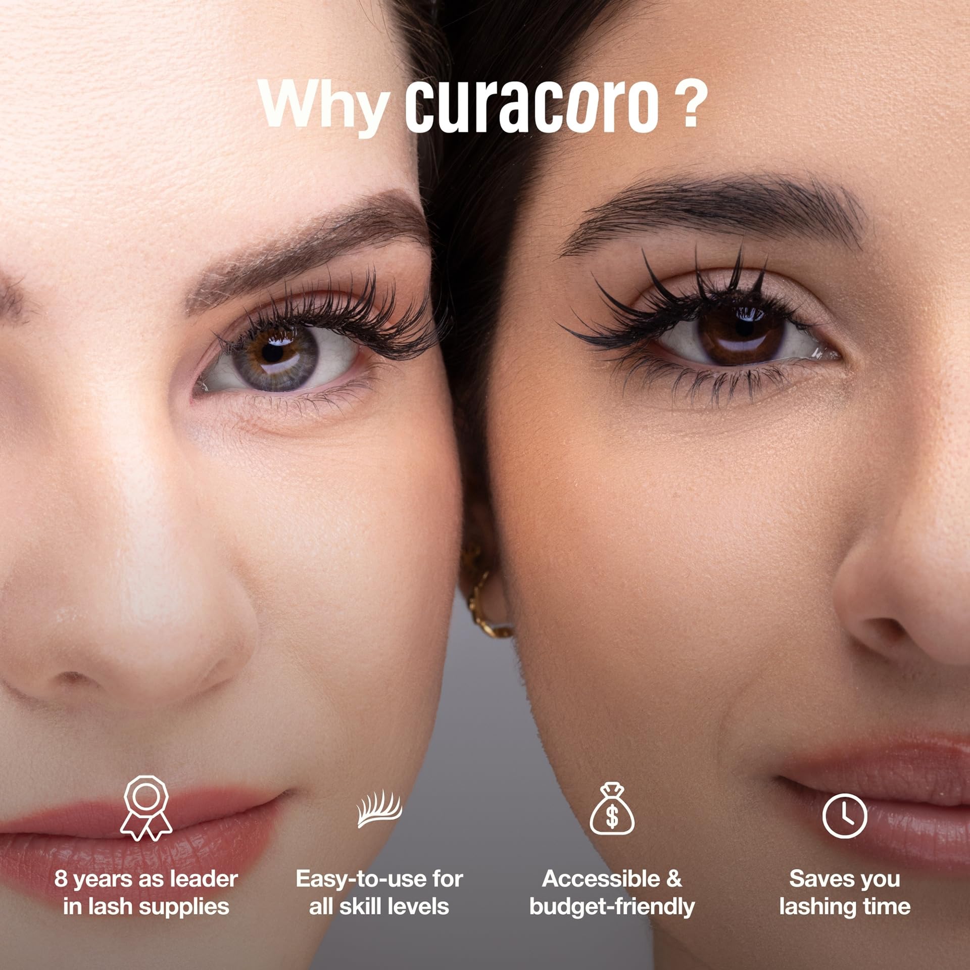 Curacoro eyelash glue in black bottle signals professional-grade bonding precision.