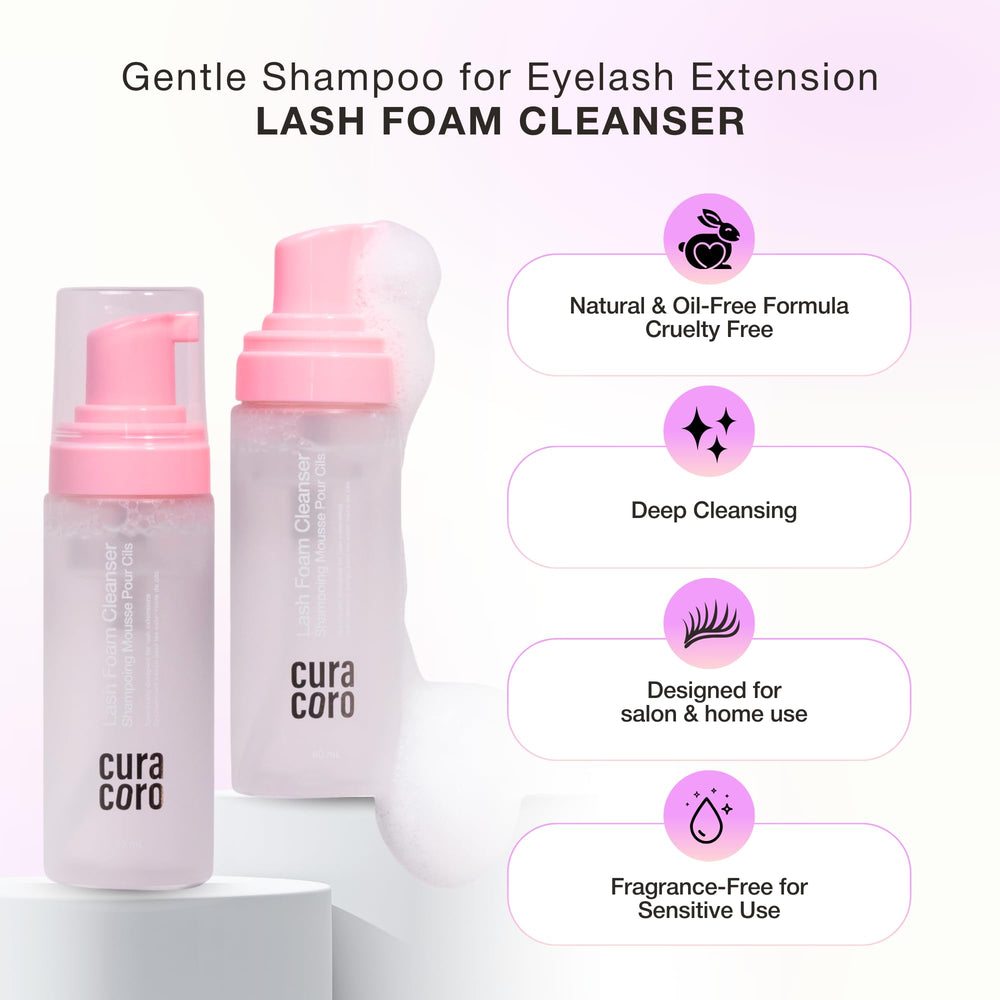 CURACORO lash cleanser salon-use—reliable, safe for extensions, lifts, and brow lamination