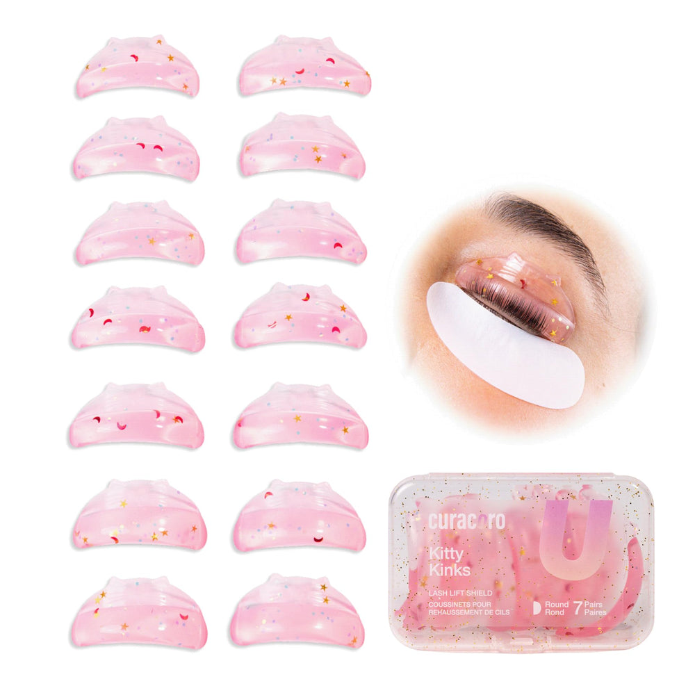 Curacoro lash lift rods 14-pcs collection offer versatile curl options for all eye shapes.