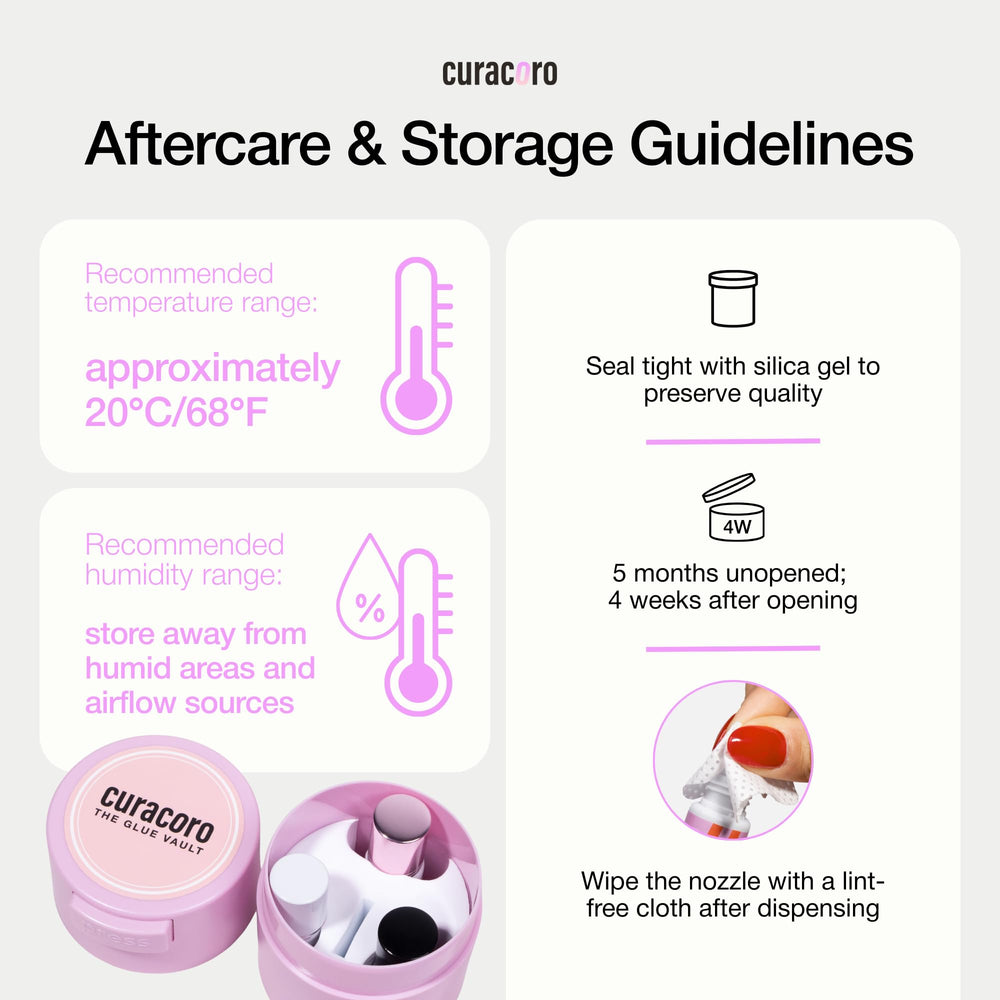 Curacoro UV eyelash glue professional-use warning emphasizes trained personnel.