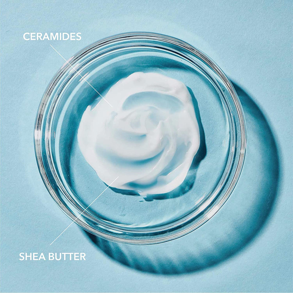 Curél Advanced Ceramide Complex illustration highlights strengthened moisture barrier support.