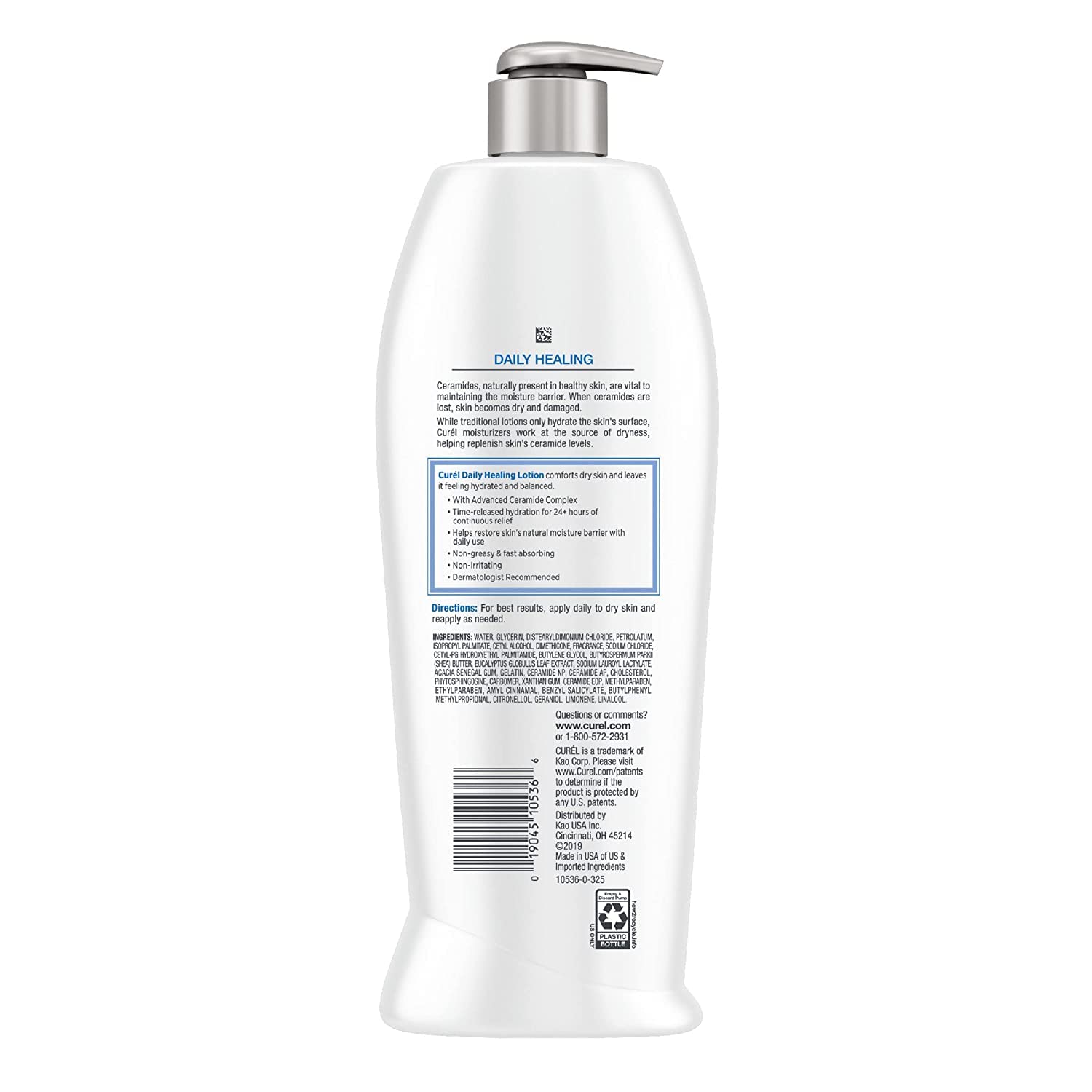 Curél lotion in a bathroom setting suggests daily use for all-over hydration.